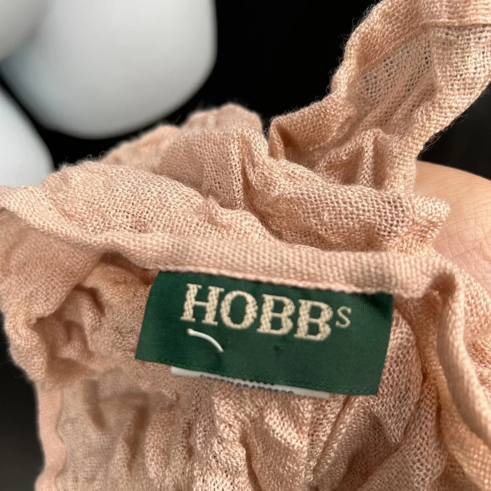 HOBBS crinkle scarf wrap pale blush pink merino wool silk effortlessly chic euro